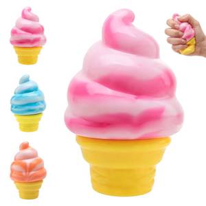 lot 3487 image: Ice Cream Squeeze Squishy, Ice Cream Cone Squishy, Slow Rise Sensory Fidget Toy, Easter Basket Stuffers Party Favors Summer Sensory Stress Relief, Kawaii Dessert (Pink) - Retail $10