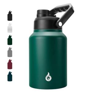 lot 3498 image: BJPKPK 64 oz Insulated Water Bottle, Dishwasher Safe Half Gallon Water Bottle with Ergonomic Handle, BPA Free Leak Proof Water Jug for Sports, Metal Jug with Anti-slip Bottom, Army Green - Retail $24