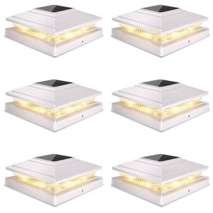 lot 3505 image: Post Cap Lights Outdoor 6pack, Waterproof Fence Post Solar Lights for 4x4 5x5 6x6 WoodVinyl Posts, White Solar Deck Post Lights with 2 Color Modes Decorate Garden Patio Porch Backyard - Retail $46