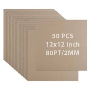 lot 3508 image: DAJAVE 50 Pack Book Board 12 x12 Inch 80PT Thick Grey Chipboard Sheet 2mm for Bookbinding, Heavy Duty Binders Board Chip Board for DIY Crafts, Book Covers, Boxes - Retail $23