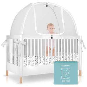 lot 3519 image: Crib Tent to Keep Baby from Climbing Out Breathable Pop-Up Crib Net to Keep Baby in, Anti-Climb Safety Cover with Auto-Lock Zipper, Easy Install Fits Standard Cribs - Retail $40