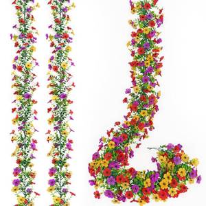 lot 3523 image: MEIVINES 2 Pack Artificial Daisy Flower Garland,5.9FT UV Resistant Fake Floral Vine Silk Hanging Spring Summer Wild Flower Garland for Home Mantle Garden Wedding Backdrop Decor (Red Yellow Purple)&nbsp