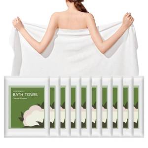 lot 3530 image: Tvvcalk Disposable Bath Towels, 10 Pack 55 x 27.5 Ultra Soft, Quick Dry Disposable Body Towel, Portable Travel Towel for Hotel Camping Beach Swimming Gym Sauna Spa, Personal Care Pet Towels - Retail $20