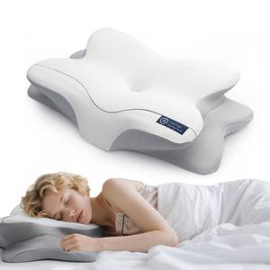 lot 3544 image: Artelse Cervical Neck Pillow for Side & Back Sleepers, Ergonomic Memory Foam Pillow for Sleep Apnea, Neck Pain Relief, Neck Support Pillow with Breathable Cooling Pillowcase - Retail $35