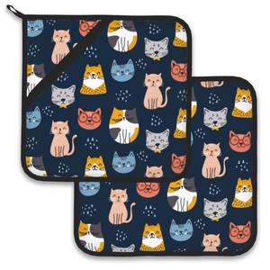 lot 3561 image: Cute Cat Pot Holder Set of 2,Heat Resistant Potholders Oven Hot Pads for Kitchen Cooking Baking BBQ&nbsp&nbsp