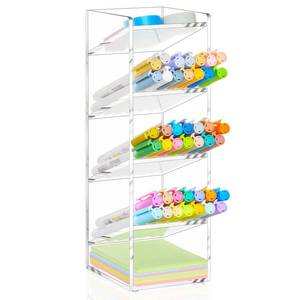 lot 3576 image: MotiMind Acrylic Pen Organizer Storage for 50 Markers Vertical Marker Organizer Acrylic Pen Display Holder for Office Desk Desktop Stationery Pencil Storage, Clear, 3.4 x 4 x 10.2 Inch - Retail $20
