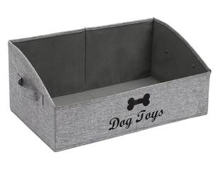 lot 3597 image: Morezi Linen-cotton blend dog toy basket and dog toy box, dog toy basket storage - Perfect for organizing pet toys, blankets, leashes, chew toys - Snow Grey - Dog - Retail $27
