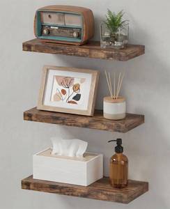 lot 3604 image: LifetimeWarranty Easy Install Floating Shelves,15.7 Inch Wall Mounted Wooden Floating Shelves, Small Wall Shelf for Storage&Home Decor, Living Room, Kitchen, Office, Corner Shelf for Bathroom,Set of 3 - Retail $24