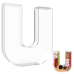 lot 3607 image: 13.8 Extra Large Acrylic Letter Charcuterie Board Box, Reusable Fillable Letter Cake Candy Dish Display Serving Tray for Birthday Anniversary Party Decoration (U) - Retail $30