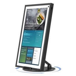 lot 3613 image: Almoz Swivel and Tilt Stand for Echo Show 15, Aluminum Stand for Show 15.6 Smart Display and Up to 18 iPadTablets, with 360 Degree Rotating Base, Viewing Angle Adjustable, No Need Mounting (Black) - Retail $38