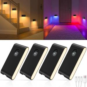 lot 3628 image: WILLED Stair Lights Indoor Rechargeable,RGB & Warm White Color Changing Night Light,Wireless Motion Sensor Lights Indoor for Stair,Bathroom,Hallway,Kitchen,Closet,Cabinet,Bedroom,Kids Room - Retail $23