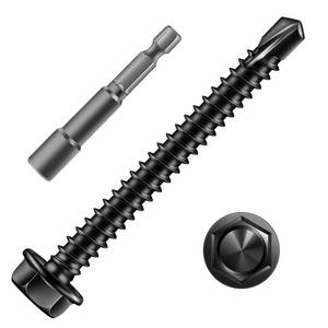 lot 3629 image: SG TZH #8 x 2 Inch Self Drilling Screws (108Pcs) Hex Washer Head 410 Stainless Steel Self Tapping Screws for Metal Sheet Metal Screws Black Oxide with Hex Socket Included&nbsp&nbsp