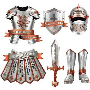 lot 3633 image: Pajean 12 Set Armor of God Costume Craft Kit Medieval Knight Cutout for Kid Christian Bible Classroom Decor Knight Armor Craft for Children Sunday School Religious Classroom Activity Party Supplies - Retail $30