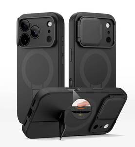 lot 3642 image: SURITCH for iPhone 17 Pro Case with Camera Control Cover, Camera Cover and Adjustable Kickstand, Compatible with MagSafe, Shockproof Bumper Protective Cases 6.3 Inch, Black - Retail $35
