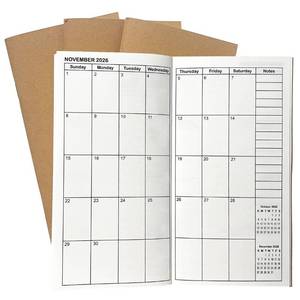 lot 3648 image: Travelers Notebook Inserts Jan 2026 - Jun 2027, Travelers Notebook Calendar, Weekly and Monthly Planner, Regular Size TN Journal, 8.3 x 4.25 inches, Set of 3&nbsp