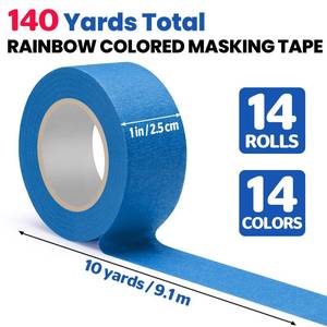 lot 3663 image: 6 Rolls Colored Masking Tape, 1 Inch x 140 Yards Total Length Painters Tape, Different Rainbow Colors Paper Tape, Writable Art Tape for Crafts Labeling Coding, DIY Decorations &amp Classroom Supplies&nbsp