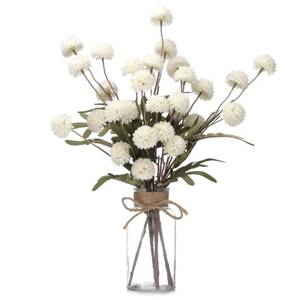 lot 3671 image: Qunwreath 6PCS Mums Artificial Flowers with Vase - Small Silk Fake Flowers Suitable for Vase Bedroom Dining Room Living Rooms Decor Home Table Decor&nbsp