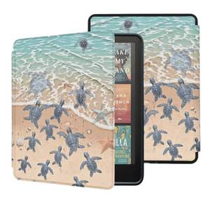 lot 3675 image: Case for Kindle Paperwhite 12th Gen 2024 & Kindle Colorsoft Signature Edition, Cute Sea Turtles Lightweight PU Leather Protective Cover with Auto Sleep Wake Hand Strap Feature - Retail $22