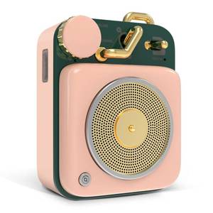 lot 3688 image: Muzen Mini Bluetooth Speaker, Button Small Cute Portable Metal Retro Wireless Speaker with Loud Volume Great Sound and Portable Lanyard & Gift Bag for Office Classic Vintage Decor - Retail $65