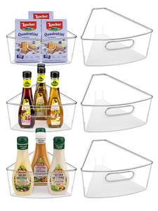 lot 3694 image: JEISSLIA Lazy Susan Cabinet Organizer Bins for 26 28 32 Diameter Corner Organizer, Plastic Cabinet Storage Bin, 18 Wedge - Food Safe, BPA Free, with Non-Slip Pads (for 26 Diameter, 6 Pack) - Retail $33