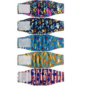 lot 3712 image: BLIWINPT Male Dog Diapers Reusable High Absorbing Male Dog Wraps Washable Dog Diapers Male Small with Cute Patterns 5packs (S, 9 - 11 Waist)&nbsp&nbsp