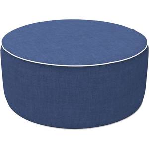lot 3718 image: LVTXIII OutdoorIndoor Inflatable Ottoman, All Weather Water-Repellent Round Footrest Stool with Handle, D21x H9 Portable Pouf for Patio Garden Camping or Home-Navy Textured - Retail $33