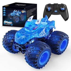 lot 3733 image: AUUGUU Remote Control Car, 2.4GHz Monster Trucks Toys with Light Spray, Birthday Gift for Kids 3 4 5 6 7 8, All Terrain RC Cars, Toddler Toys for Boys Girls 3 Year Old - Retail $26
