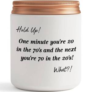 lot 3743 image: 70th Birthday Gifts for Women, Men - Funny 70 Year Old Happy Birthday Gift for Friends, Mom, Dad, Grandma, Grandpa, Her - Lavander Scented Candles&nbsp