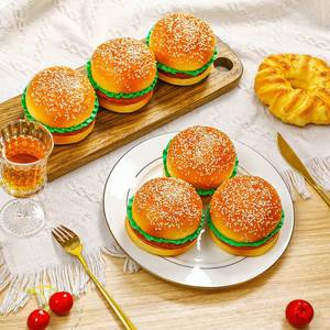 lot 3751 image: CroBlissful 6 Pcs Artificial Hamburgers Realistic Fake Food Bread Model Photography Prop for Kitchen Food Fake Display Home Kitchen Party Decoration - Retail $22