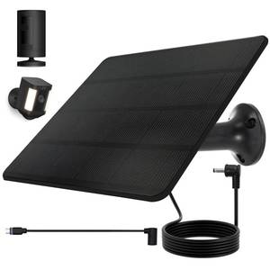 lot 3752 image: Ri ng Camera Solar Panel Charger, Compatible with Stick Up Cam Battery, Ring Spotlight PlusPro Cam Battery, Waterproof, 5W 5V Fast Charging, DC3.5mm Plug and TypeC Charging Adapter (Black-1Pack) - Retail $21