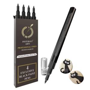 lot 3753 image: Pinturale Arts Black Paint Pen Fine Tip  Set 4 Black Acrylic Paint Marker 0,7mm Tip  For Ceramics, Rock Painting, Glass, Wood, Canvas, Metal&nbsp
