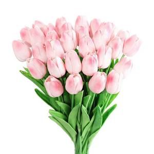 lot 3778 image: Kisflower 30Pcs Latex Tulips Real Touch Pink Artificial Flowers Fake Tulips Arrangement Bouquet for Home Office Wedding Decor (Pink) - Retail $25