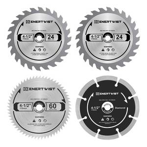 lot 3790 image: ENERTWIST 4-12 Inch Compact Circular Saw Blade Set, Pack of 4-Pieces TCTHSSDiamond Saw Blades Assorted for WoodPlasticMetalTile Cutting, 38in Arbor, ET-CSA-4 - Retail $20
