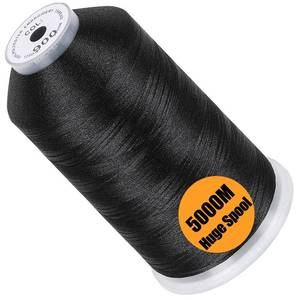 lot 3793 image: New brothread - Single Huge Spool 5000M Each Polyester Embroidery Machine Thread 40WT for Commercial and Domestic Machines - Black&nbsp&nbsp