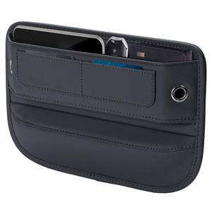 lot 4005 image: Universal Fit Premium Leather Car Seat Gap Filler Organizer, Center Console Organizer with Card Slots, Clever Gifts for Car SUV Truck Owners (Black, 1 Pack) - Retail $27
