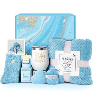 lot 4010 image: Self Care Get Well Soon Gifts for Women, Luxury Ocean Spa Gift Basket with Flannel Blanket - Unique Birthday Christmas Mothers Valentines Day Gifts for Mom Wife Girlfriend Best Friend Sister Her - Retail $27