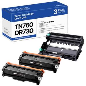 lot 4026 image: TN760 Toner Cartridge and DR730 Drum Unit Replacement for Brother TN 760 TN-760 TN730 DR-730 Compatible with MFC-L2710DW MFC-L2750DW HL-L2370DW DCP-L2550DW Printer (2 Toners, 1 Drum Unit, 3 Pack) - Retail $41