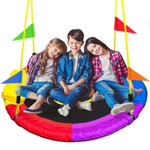lot 4027 image: 40 Inch Tree Swing for Kids Outdoor��Spider Web Tree Swing,850Lb Weight Capacity,900D Oxford Waterproof with Handles, with 71 Adjustable Hanging Straps��for Backyard, Playground (New 6 Colors) - Retail $36