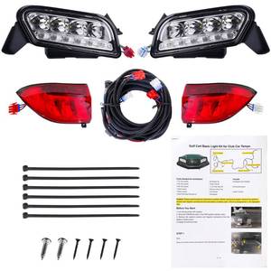 lot 4042 image: DRIVE UP Golf Cart Tempo LED Light Kit for Club Car Tempo, Club Car LED Headlight and Tail Light with Harness Kit for Tempo Gas and Electric Models - Retail $111