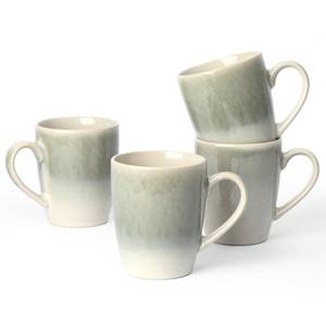 lot 4044 image: famiware Coffee Mugs Set, 13 oz Mug Set of 4, Stoneware Cups for Latte, Hot Tea, Mocha, Cocoa, Cappuccino, Microwave and Dishwasher Safe, Glacier Series, Sage Green - Retail $30