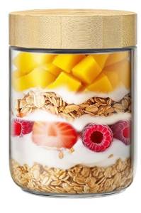 lot 4046 image: qiaomifeng 16oz Glass Jars with Bamboo Lids, Overnight Oats Containers with Airtight Lids, Storage Containers Wide Mouth Mason jars for Salad,Yogurt, Sugar, Snacks, Spices&nbsp