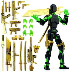 lot 4048 image: PkghoKids 3D Printed Action Figure, T13 Robot with 13 Movable Parts, Desktop Decoration, Gift for Collectors and Game Lovers (Black Green)&nbsp&nbsp