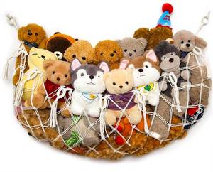 lot 4053 image: YKBU Stuffy Animal Net for Stuffed Animals Storage Hammock Macrame Stuffed Animal Toy Display Plush Toy Holder Wall Hanging Net for Stuffed Animal Display (Cream,49 W)&nbsp&nbsp