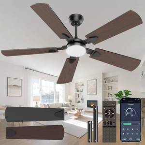 Crazypai Ceiling Fans with Lights, 52 Inch Modern Ceiling Fans with Lights and Remote Control, DC Reversible Motor, Noiseless, 3CCT, Ceiling Fan for Bedroom, Living Room, Apartment Indoor/Outdoor Use - Retail: $60