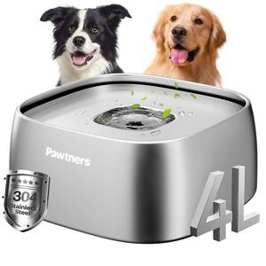 lot 4078 image: Pawtners All Stainless Steel Dog Water Bowl No Spill,135oz Anti-Splash Dog Bowl with Non-Slip Base, Spill Proof for Medium Large Messy Drinkers, Slow Drinking, Slobber Stopper,Easy to Clean - Retail $28