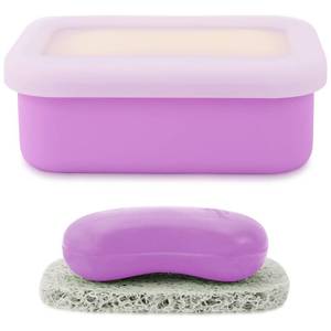 lot 4091 image: HAYSNA Travel Soap Case, Leak Proof Travel Soap Container, Silicone Soap Box with Drainage Layer, Shatterproof Soap Holder for Travel, Camping, Gym (Purple, Regular)
