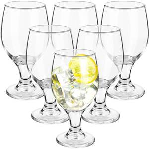 lot 4099 image: Patelai Set of 6 Water Goblet, 13.5 oz Clear Drinking Glasses Bulk Dishwasher Safe, Stemmed Water Glass for Juice Wine Beer Tea Sangria Cold Beverages, Reusable Glassware for Home Party Restaurant - Retail $30