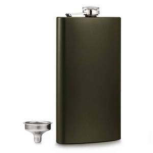 lot 4101 image: GENNISSY Silver 188 Stainless Steel 10OZ Hip Flask - Flasks for Liquor with Funnel(Green)&nbsp