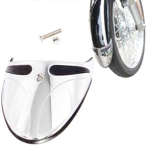 lot 4109 image: Lynlane Motorcycle Narrow Front Fender Tip Extension Skirt Trim for Harley Softail Sportster Dyna Super Glide (Chrome) - Retail $29