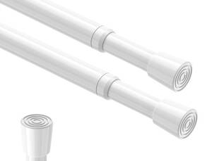 lot 4113 image: AIZESI 2pcs Spring Tension Rods Adjustable 26 to 39 inch Small Tension Curtain Rod No Drilling Expandable Spring Loaded Curtain Rod,Suitable for Doors and Windows 28 to 36 inch, White&nbsp